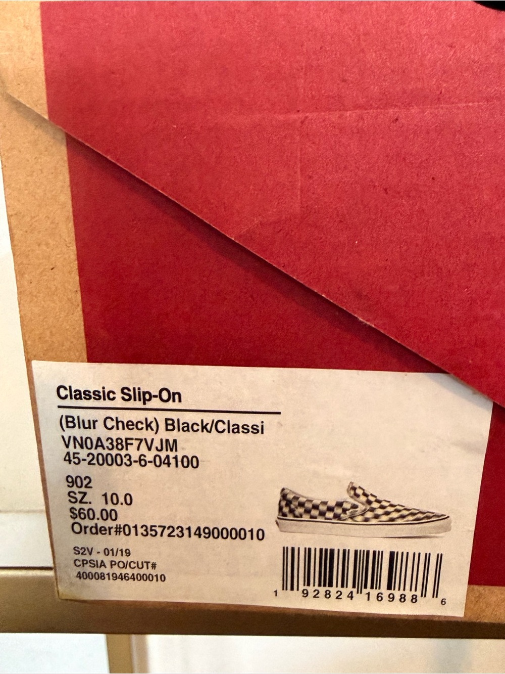 Vans Slip-On “Blur Check” in Black & Cream ~ men’s size 10 - Picture 4 of 4